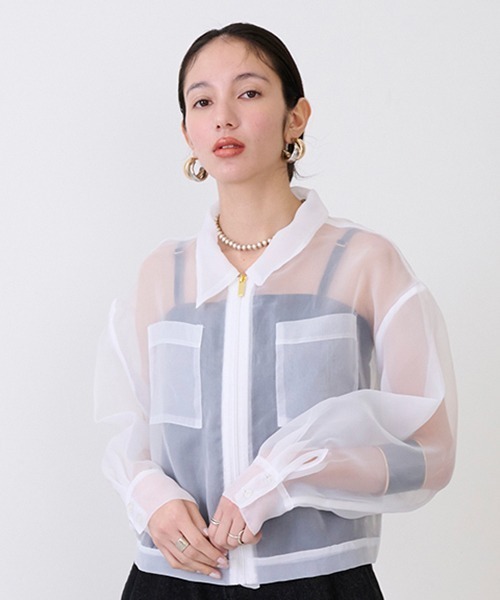 petit main LIEN（プティマインリアン）の「【LADIES】シアーシャツジャケット（シャツ/ブラウス・レディース・ホワイト/グレー/レモンイエロー・FREE）」の2枚目の写真