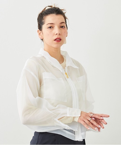 petit main LIEN（プティマインリアン）の「【LADIES】シアーシャツジャケット（シャツ/ブラウス・レディース・ホワイト/グレー/レモンイエロー・FREE）」の8枚目の写真