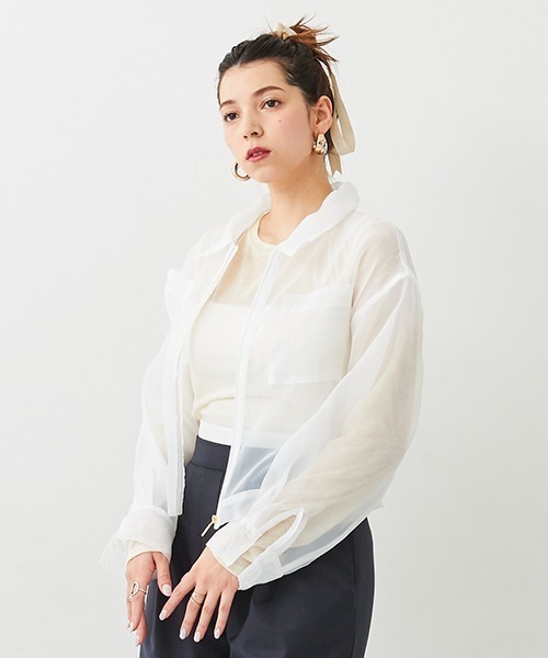 petit main LIEN（プティマインリアン）の「【LADIES】シアーシャツジャケット（シャツ/ブラウス・レディース・ホワイト/グレー/レモンイエロー・FREE）」の9枚目の写真
