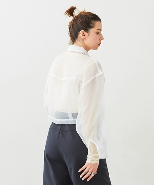 petit main LIEN（プティマインリアン）の「【LADIES】シアーシャツジャケット（シャツ/ブラウス・レディース・ホワイト/グレー/レモンイエロー・FREE）」の10枚目の写真