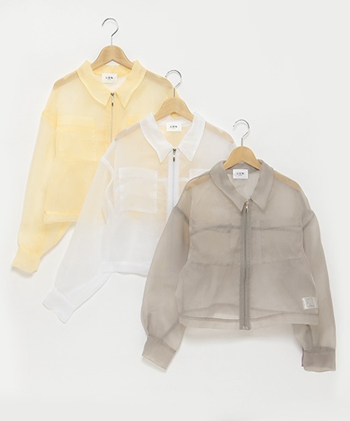 petit main LIEN（プティマインリアン）の「【LADIES】シアーシャツジャケット（シャツ/ブラウス・レディース・ホワイト/グレー/レモンイエロー・FREE）」の12枚目の写真