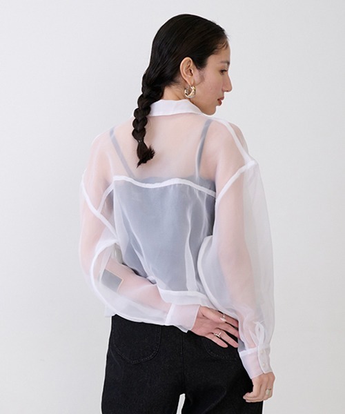petit main LIEN（プティマインリアン）の「【LADIES】シアーシャツジャケット（シャツ/ブラウス・レディース・ホワイト/グレー/レモンイエロー・FREE）」の22枚目の写真