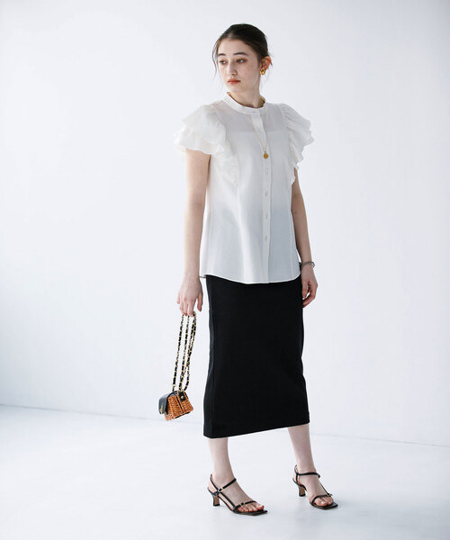 La TOTALITE（ラトータリテ）の「【Munich/ミューニック】double face boucle skirt（スカート・レディース・ブラック/ホワイト・FREE）」の3枚目の写真
