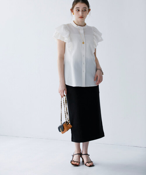 La TOTALITE（ラトータリテ）の「【Munich/ミューニック】double face boucle skirt（スカート・レディース・ブラック/ホワイト・FREE）」の4枚目の写真