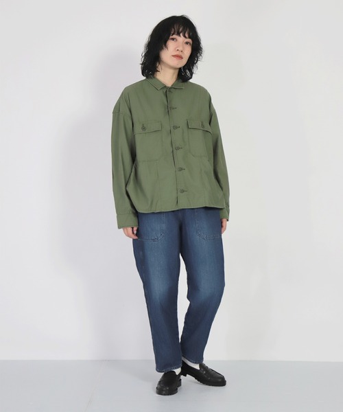 D.M.G.（ドミンゴ）の「[D.M.G. / ディーエムジー] テンセルバックサテン ファティーグジャケット（その他アウター・レディース・オリーブ/ベージュ・FREE）」の15枚目の写真