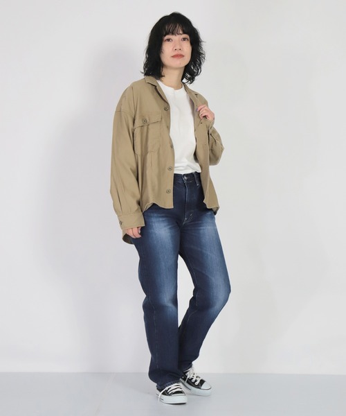 D.M.G.（ドミンゴ）の「[D.M.G. / ディーエムジー] テンセルバックサテン ファティーグジャケット（その他アウター・レディース・オリーブ/ベージュ・FREE）」の9枚目の写真