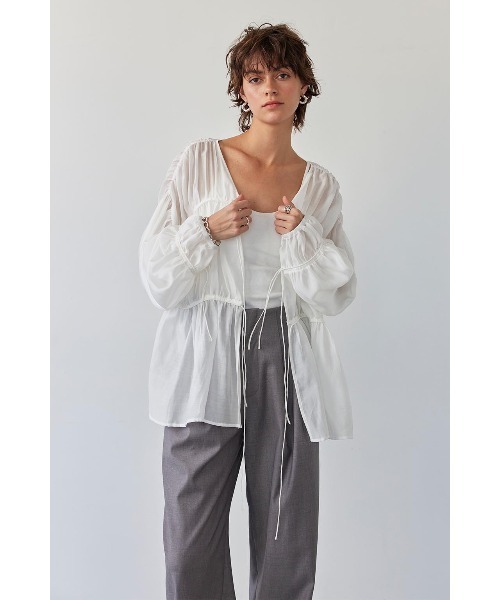 Gather Ribbon Blouse /ギャザーリボンブラウス（シャツ
