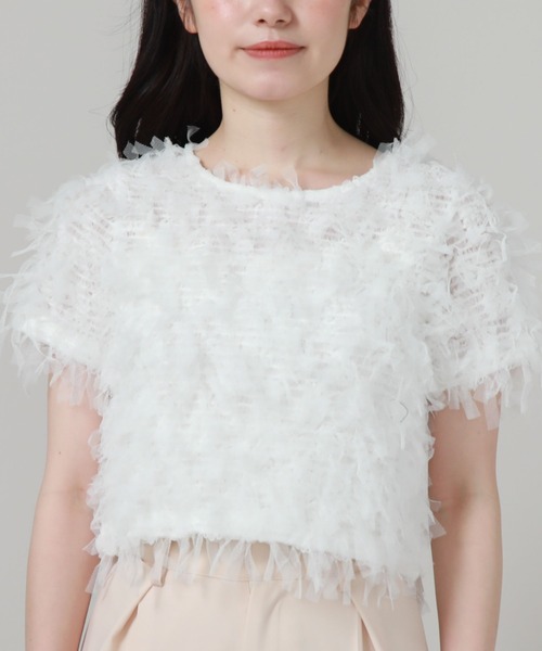 archives(アルシーヴ)の「リボンチュールコンパクトTOPS(Tシャツ/カットソー・レディース・オフホワイト/ブラック/アイボリー・MEDIUM)」の13枚目の写真