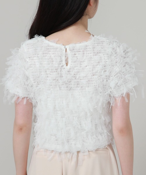 archives(アルシーヴ)の「リボンチュールコンパクトTOPS(Tシャツ/カットソー・レディース・オフホワイト/ブラック/アイボリー・MEDIUM)」の15枚目の写真