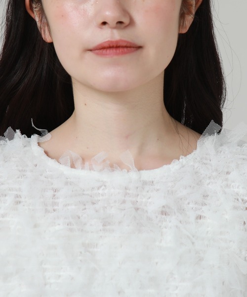 archives(アルシーヴ)の「リボンチュールコンパクトTOPS(Tシャツ/カットソー・レディース・オフホワイト/ブラック/アイボリー・MEDIUM)」の16枚目の写真
