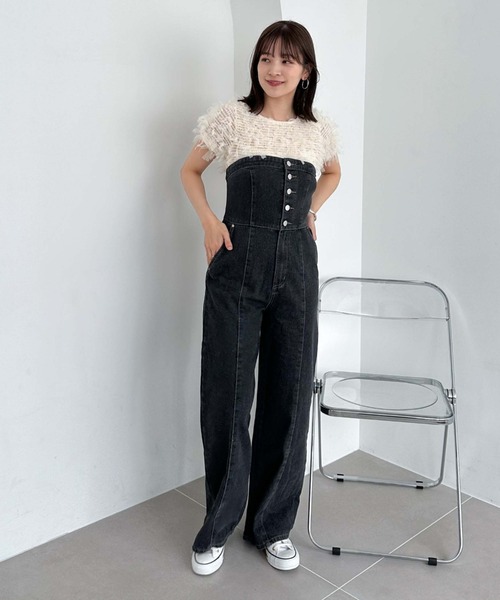 セール】リボンチュールコンパクトTOPS（Tシャツ/カットソー