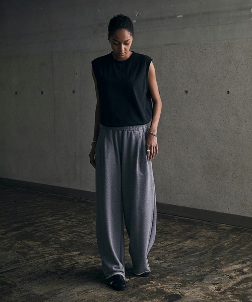 CALLNE（カルネ）の「【CALLNE】Cotton Basic Sleeveless Tee/コットン ベーシック ノースリーブT （抗菌＆防臭）（Tシャツ/カットソー・メンズ・ホワイト/ブラック・M/L）」の4枚目の写真