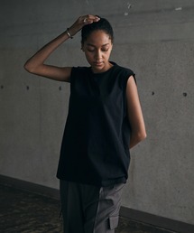 CALLNE（カルネ）の「【CALLNE】Cotton Basic Sleeveless Tee/コットン ベーシック ノースリーブT （抗菌＆防臭）（Tシャツ/カットソー）」