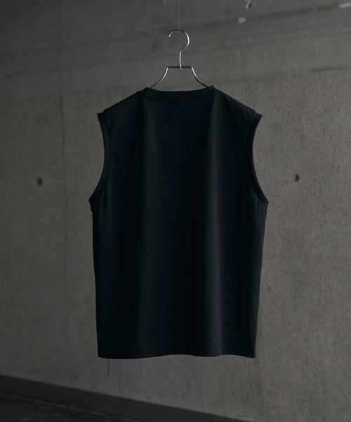 CALLNE（カルネ）の「【CALLNE】Cotton Basic Sleeveless Tee/コットン ベーシック ノースリーブT （抗菌＆防臭）（Tシャツ/カットソー・メンズ・ホワイト/ブラック・M/L）」の13枚目の写真