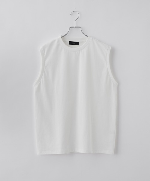CALLNE（カルネ）の「【CALLNE】Cotton Basic Sleeveless Tee/コットン ベーシック ノースリーブT （抗菌＆防臭）（Tシャツ/カットソー・メンズ・ホワイト/ブラック・M/L）」の14枚目の写真