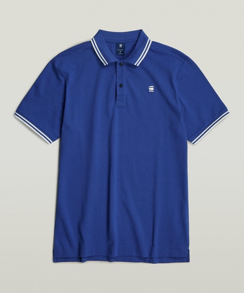 G-STAR（ジースター）の「DUNDA SLIM STRIPE POLO/ワンポイントロゴポロ（ポロシャツ・メンズ・ブルー・X-SMALL/X-LARGE/SMALL/MEDIUM/LARGE）」の5枚目の写真