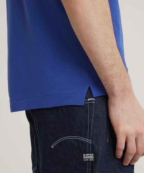 G-STAR（ジースター）の「DUNDA SLIM STRIPE POLO/ワンポイントロゴポロ（ポロシャツ・メンズ・ブルー・X-SMALL/X-LARGE/SMALL/MEDIUM/LARGE）」の4枚目の写真