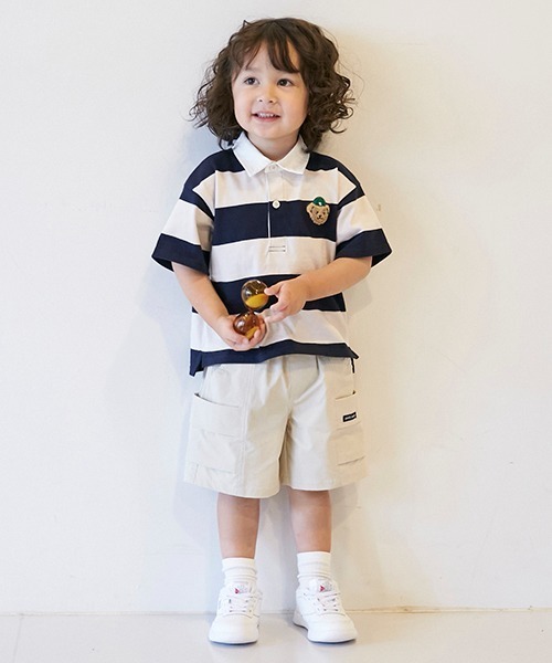 petit main（プティマイン）の「【リンク】太ボーダーラガーシャツ(キッズ)（Tシャツ/カットソー・キッズ・ネイビー/イエロー/ライトピンク/ブルー/ベージュ・90cm/80ｃｍ/130cm/120cm/100cm/110cm）」の20枚目の写真