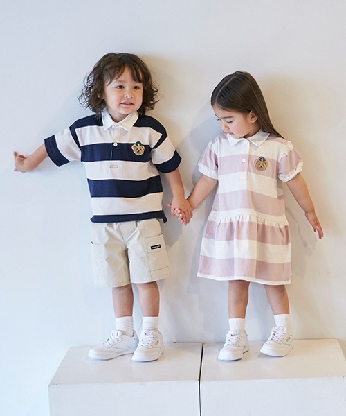 petit main（プティマイン）の「【リンク】太ボーダーラガーシャツ(キッズ)（Tシャツ/カットソー・キッズ・ネイビー/イエロー/ライトピンク/ブルー/ベージュ・90cm/80ｃｍ/130cm/120cm/100cm/110cm）」の21枚目の写真