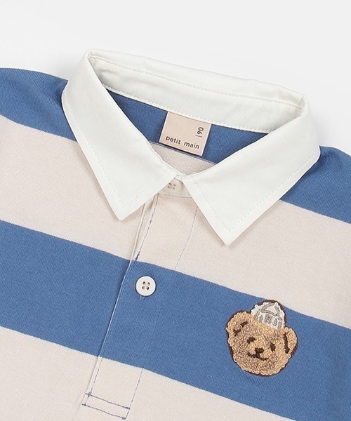 petit main（プティマイン）の「【リンク】太ボーダーラガーシャツ(キッズ)（Tシャツ/カットソー・キッズ・ネイビー/イエロー/ライトピンク/ブルー/ベージュ・90cm/80ｃｍ/130cm/120cm/100cm/110cm）」の10枚目の写真