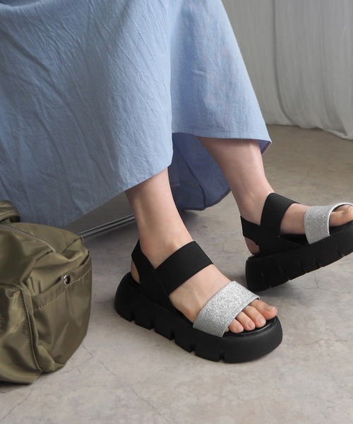 minia（ミニア）の「グリッターゴムスポサン（サンダル・レディース・ブラック/シルバー/ゴールド・S/M/L/LL）」の3枚目の写真