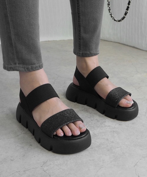 minia（ミニア）の「グリッターゴムスポサン（サンダル・レディース・ブラック/シルバー/ゴールド・S/M/L/LL）」の7枚目の写真