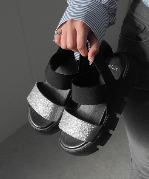 minia（ミニア）の「グリッターゴムスポサン（サンダル・レディース・ブラック/シルバー/ゴールド・S/M/L/LL）」の17枚目の写真
