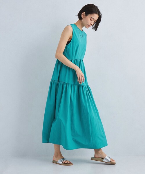 美品greenlabel(グリーンレーベル)ウォッシャブルティアードワンピース green label relaxing（グリーンレーベルリラクシング）の