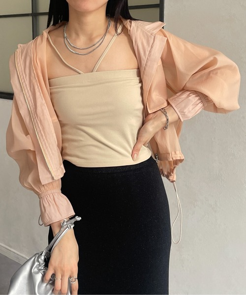 Thevon（ゼボン）の「ホルターネックカップ付きキャミ（キャミソール・レディース・ブラック/オフホワイト/ベージュ/グリーン・FREE）」の18枚目の写真