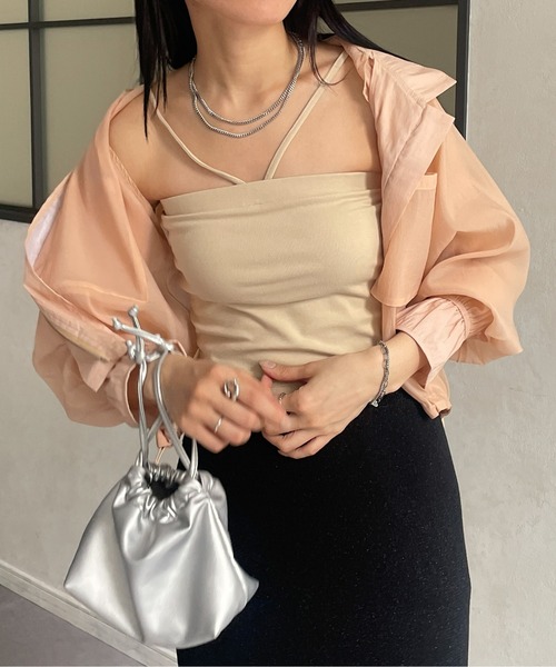 Thevon（ゼボン）の「ホルターネックカップ付きキャミ（キャミソール・レディース・ブラック/オフホワイト/ベージュ/グリーン・FREE）」の17枚目の写真