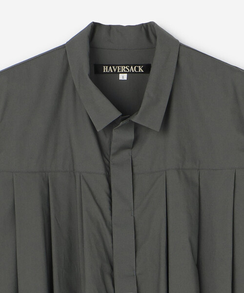 HAVERSACK（ハバーザック）の「HAVERSACK | 〈別注〉半袖シャツワンピース WOMEN（ワンピース・レディース・ブラック/チャコール・1）」の10枚目の写真