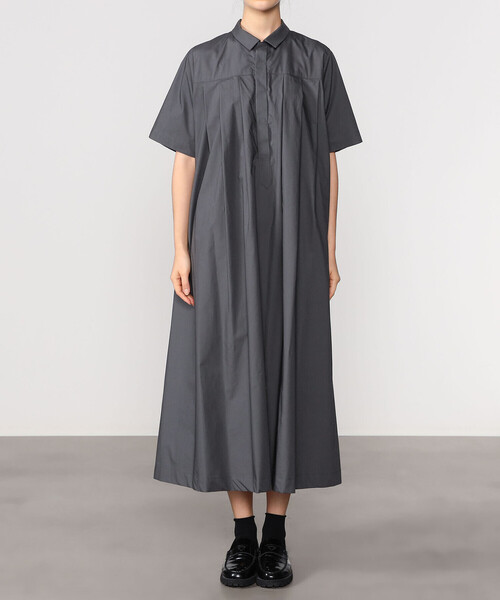 HAVERSACK（ハバーザック）の「HAVERSACK | 〈別注〉半袖シャツワンピース WOMEN（ワンピース・レディース・ブラック/チャコール・1）」の5枚目の写真