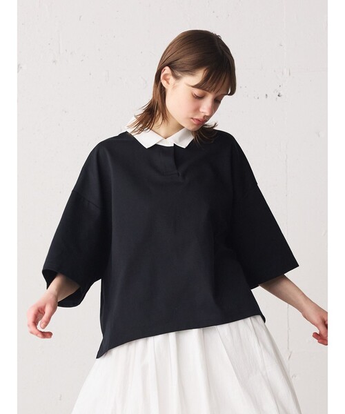 【新品タグ】MidiUmi ミディウミ ポロシャツ Tシャツ カットソー黒 MidiUmi（ミディウミ）の「MidiUmi ハーフスリーブポロシャツ（T
