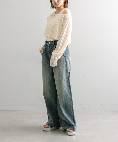 mline（エムライン）の「【3色展開】[mline]タンクSETレースプルオーバー（Tシャツ/カットソー・レディース・グリーン/ブラック/アイボリー・FREE）」の19枚目の写真
