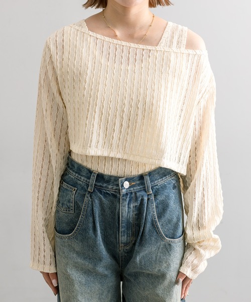 mline（エムライン）の「【3色展開】[mline]タンクSETレースプルオーバー（Tシャツ/カットソー・レディース・グリーン/ブラック/アイボリー・FREE）」の14枚目の写真