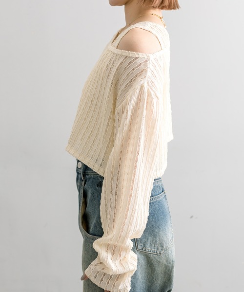 mline（エムライン）の「【3色展開】[mline]タンクSETレースプルオーバー（Tシャツ/カットソー・レディース・グリーン/ブラック/アイボリー・FREE）」の15枚目の写真