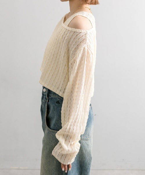 mline（エムライン）の「【3色展開】[mline]タンクSETレースプルオーバー（Tシャツ/カットソー・レディース・グリーン/ブラック/アイボリー・FREE）」の17枚目の写真