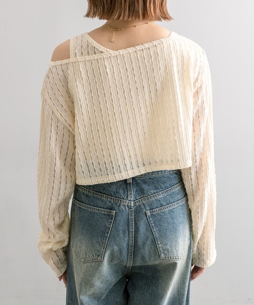 mline（エムライン）の「【3色展開】[mline]タンクSETレースプルオーバー（Tシャツ/カットソー・レディース・グリーン/ブラック/アイボリー・FREE）」の6枚目の写真