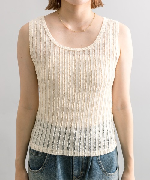 mline（エムライン）の「【3色展開】[mline]タンクSETレースプルオーバー（Tシャツ/カットソー・レディース・グリーン/ブラック/アイボリー・FREE）」の11枚目の写真