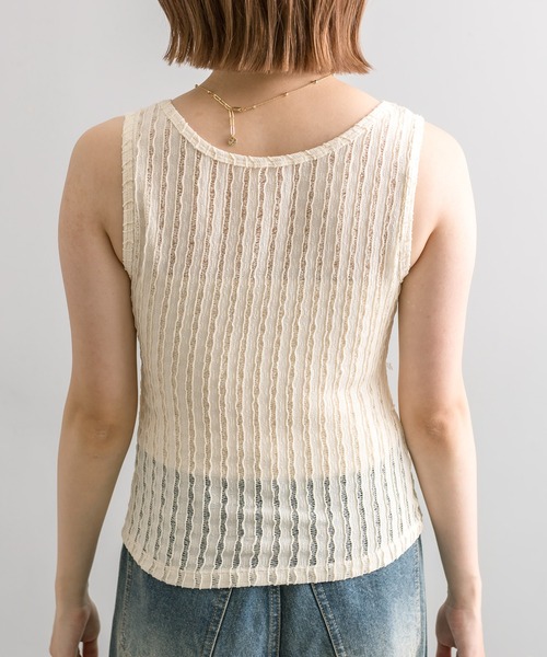 mline（エムライン）の「【3色展開】[mline]タンクSETレースプルオーバー（Tシャツ/カットソー・レディース・グリーン/ブラック/アイボリー・FREE）」の5枚目の写真