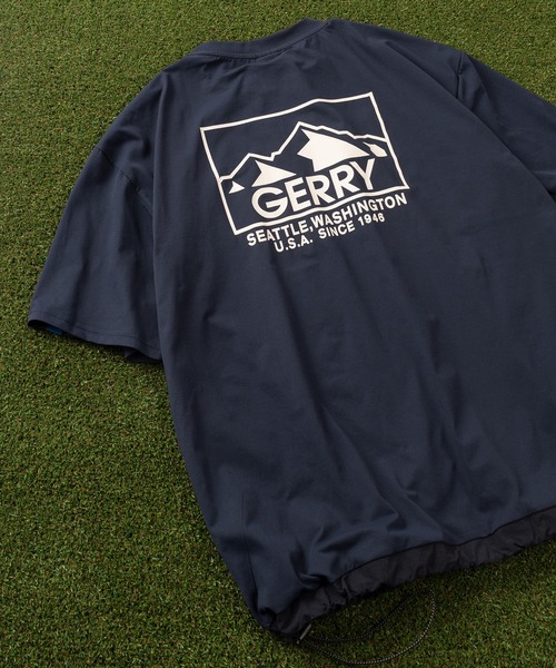 GERRY(ジェリー)の「【GERRY/ジェリー】ワンポイントロゴ刺繍&バックプリント 裾ナイロン切替デザイン スピンドルコード付き クルーネック半袖Tシャツ/ ワイドシルエット/ オーバーサイズ/吸水速乾/UVカット/水陸両用(Tシャツ/カットソー・メンズ・ブラック/カーキ/アイボリー/ネイビー・M/L/XL)」の4枚目の写真