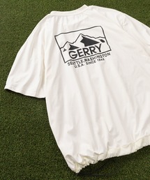 【GERRY/ジェリー】ワンポイントロゴ刺繍&バックプリント 裾ナイロン切替デザイン スピンドルコード付き クルーネック半袖Tシャツ/ ワイドシルエット/ オーバーサイズ/吸水速乾/UVカット/水陸両用
