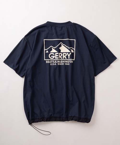 GERRY(ジェリー)の「【GERRY/ジェリー】ワンポイントロゴ刺繍&バックプリント 裾ナイロン切替デザイン スピンドルコード付き クルーネック半袖Tシャツ/ ワイドシルエット/ オーバーサイズ/吸水速乾/UVカット/水陸両用(Tシャツ/カットソー・メンズ・ブラック/カーキ/アイボリー/ネイビー・M/L/XL)」の6枚目の写真