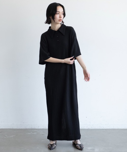 VACANCY（ヴァカンシー）の「JQシャーリングポロロングワンピース（ワンピース・レディース・ブラック/ブルー/ブラウン・FREE/LARGE）」の18枚目の写真