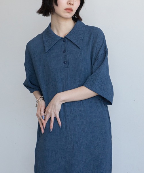 VACANCY（ヴァカンシー）の「JQシャーリングポロロングワンピース（ワンピース・レディース・ブラック/ブルー/ブラウン・FREE/LARGE）」の4枚目の写真