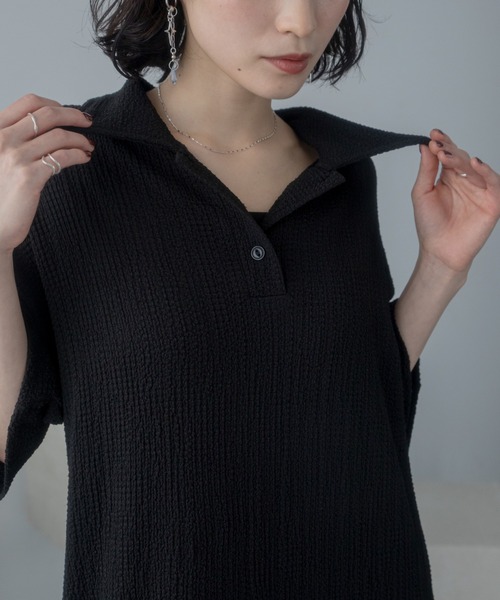 VACANCY（ヴァカンシー）の「JQシャーリングポロロングワンピース（ワンピース・レディース・ブラック/ブルー/ブラウン・FREE/LARGE）」の19枚目の写真