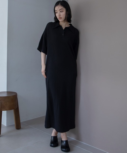 VACANCY（ヴァカンシー）の「JQシャーリングポロロングワンピース（ワンピース・レディース・ブラック/ブルー/ブラウン・FREE/LARGE）」の17枚目の写真