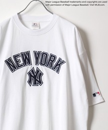 MLB/メジャーリーグベースボール チームロゴ ワンポイント ワッペン刺繍 バックプリント クルーネック半袖Tシャツ レディース メンズ