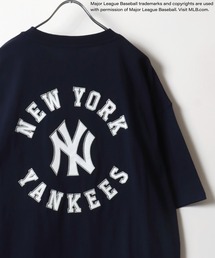 MLB/メジャーリーグベースボール チームロゴ ワンポイント ワッペン刺繍 バックプリント クルーネック半袖Tシャツ レディース メンズ