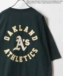 MLB/メジャーリーグベースボール チームロゴ ワンポイント ワッペン刺繍 バックプリント クルーネック半袖Tシャツ レディース メンズ